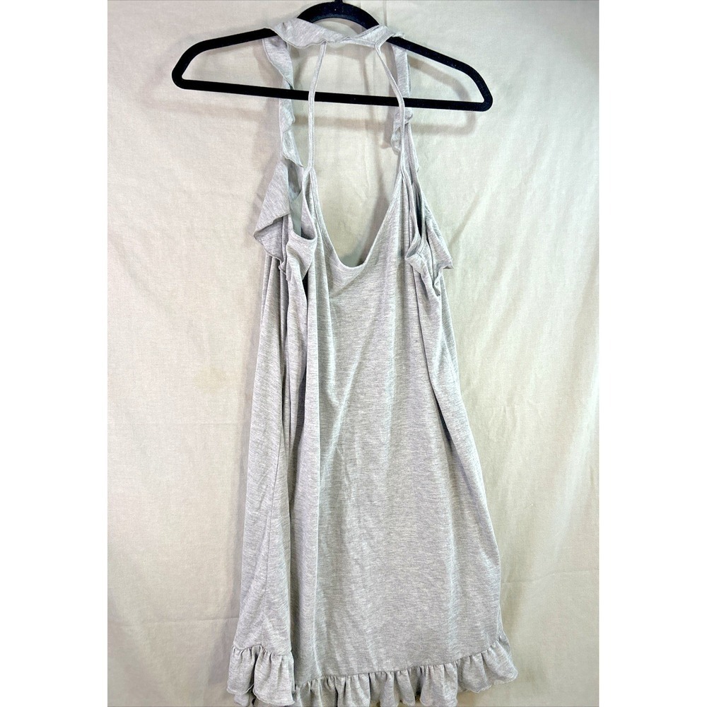 SHEIN Curve Gray Ruffle Hem Tunic‎ Dress | Flutter Sleeve Scoop Neck Mini - Picture 11 of 15